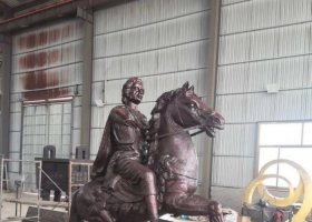 西方人物騎馬銅雕 