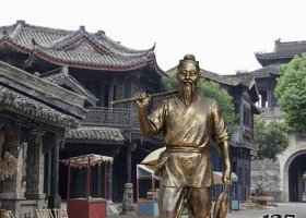 公園人物漁夫回家銅雕 