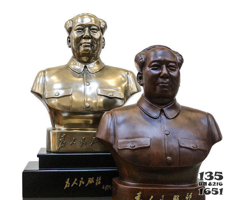 毛主席胸像名人銅雕 毛主席雕塑青年龍升金色高校圖片