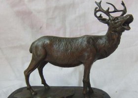 銅雕塑鹿工藝品商務(wù)辦公室家居動物擺件 