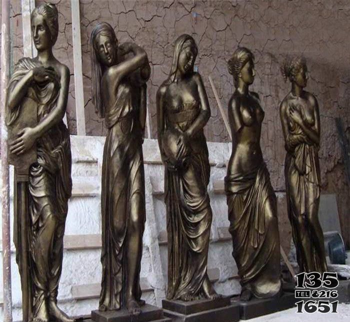 廣場(chǎng)銅雕四方美女人物雕塑 美女雕塑頭像庭院黃金鑄銅圖片