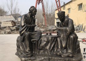 古代喝茶人物銅雕   