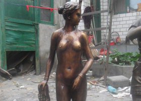 西方美女玻璃鋼仿銅人物雕塑 美女雕塑廣場(chǎng)黑白繪畫形象