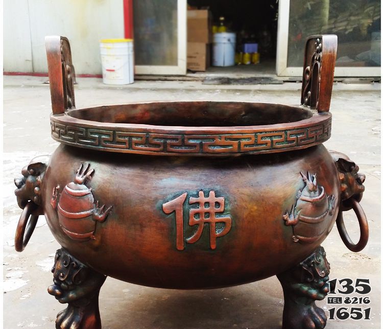 銅雕祠堂景觀香爐 香爐雕塑廠家佛塔龍龜平山圖片