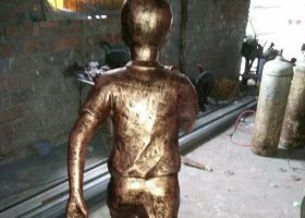 小孩跑步公園人物銅雕 