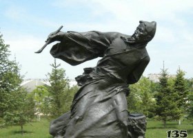 公園提筆寫字人物銅雕 