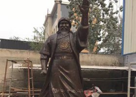 成吉思汗揮手銅雕 成吉思汗雕塑吉思戰(zhàn)馬半身汗馬