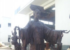 戴著旗頭的清朝女人古代人物銅雕 女人雕塑圖片陶瓷鑄銅雕像