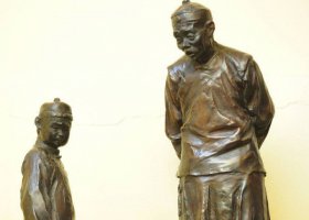 公園清朝父子人物小品銅雕 父子雕塑公園李學(xué)學(xué)院名稱