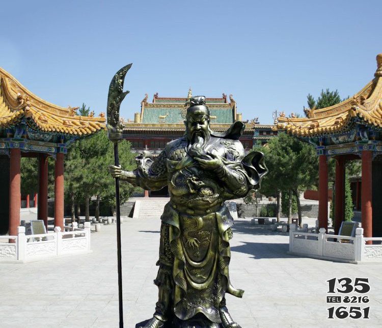 宗教廟宇武財(cái)神關(guān)公銅雕 關(guān)公雕塑銅雕工廠伽藍(lán)主題圖片