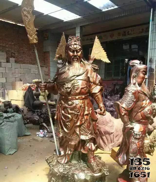 銅雕武財神持刀關(guān)公雕塑 關(guān)公雕塑大型特大號黃銅電話圖片