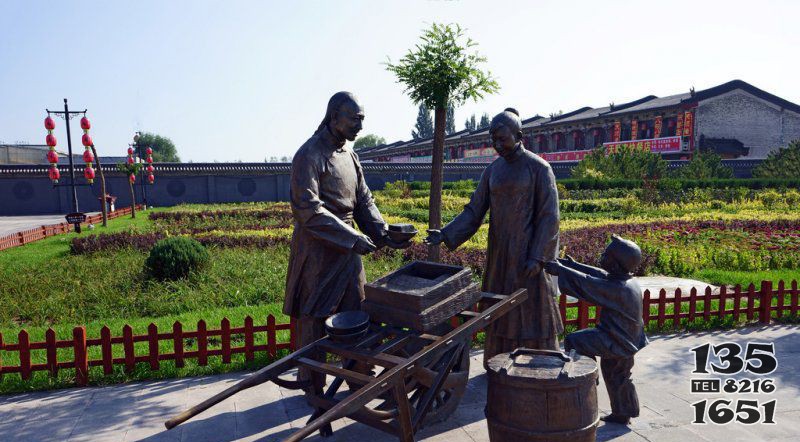 公園買賣豆腐的人物小品銅雕 圖片