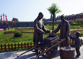 公園買賣豆腐的人物小品銅雕 