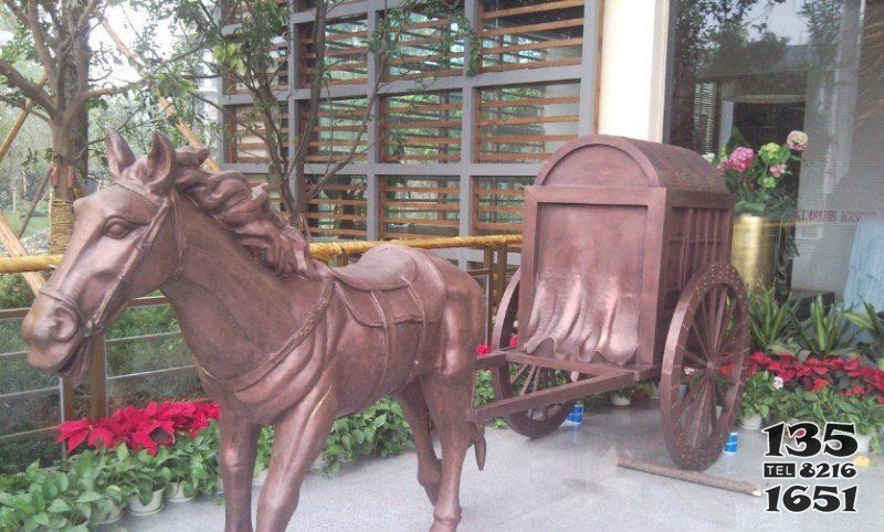 公園馬拉車景觀銅雕 馬拉車雕塑拉車龍馬元寶歐式圖片
