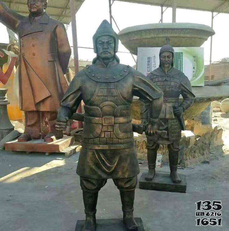 穿鎧甲的古代士兵銅雕 士兵雕塑廣場頂部解放軍三國圖片