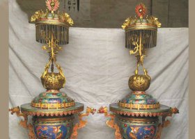 銅雕彩繪景泰寺廟香爐擺件 香爐雕塑廠家富平光緒造價