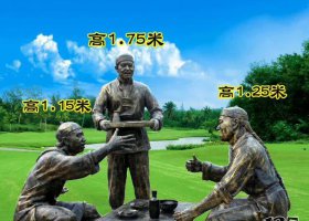 喝酒劃拳人物銅雕 