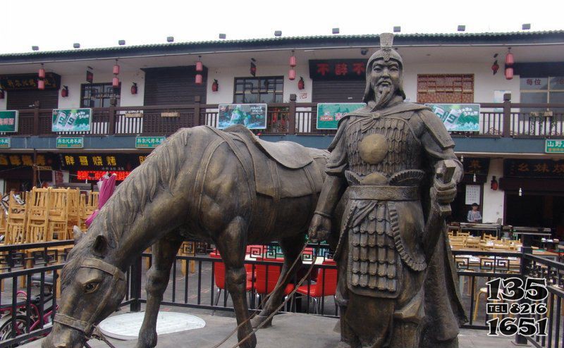 牽馬的將軍古代人物銅雕 將軍雕塑塑像搖籃軍校紀(jì)念館圖片