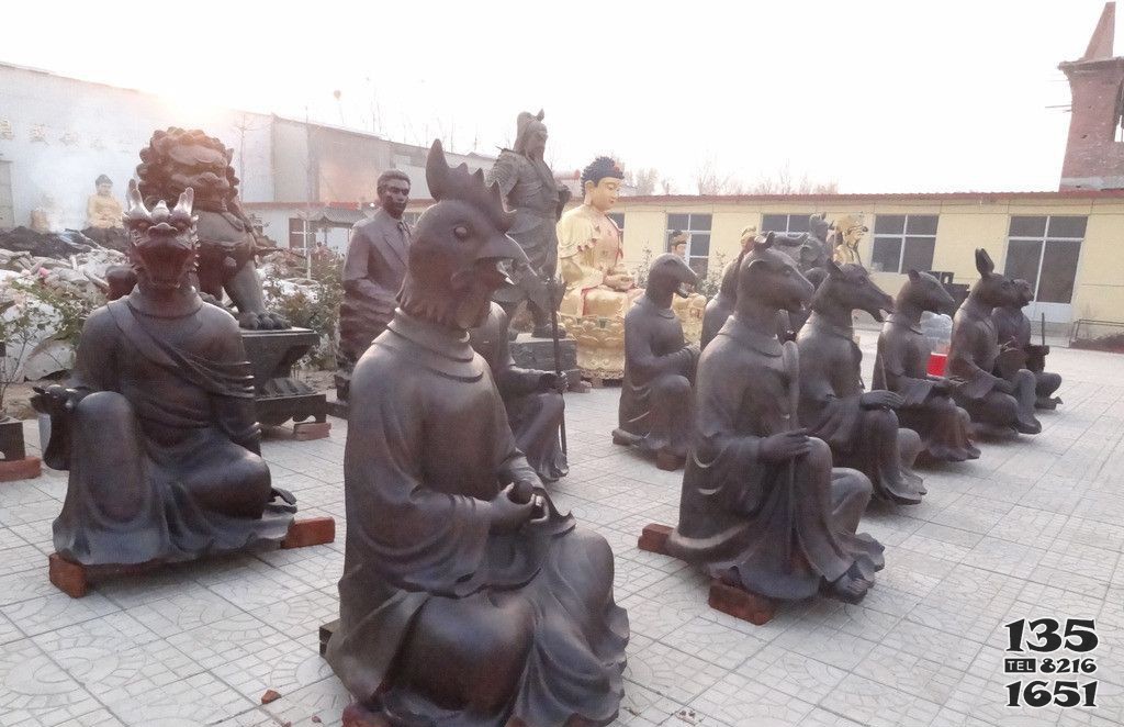 十二生肖頭像人物景觀銅雕 圖片