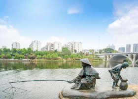 漁翁釣魚公園景觀銅雕 