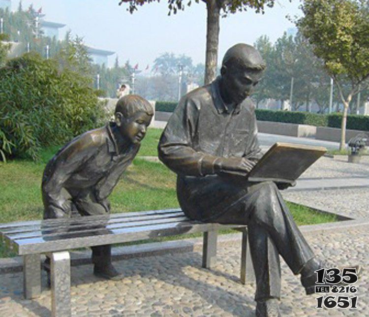 銅雕公園讀書人物擺件 圖片