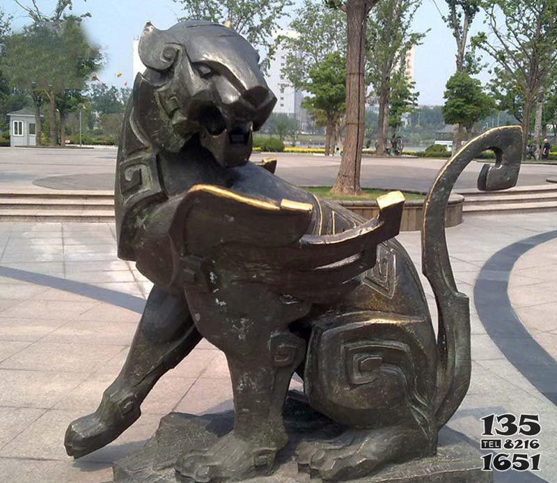 公園抽象飛獅銅雕 圖片