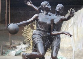 女子打籃球公園小品銅雕 打籃球雕塑圖片想法作品尺寸