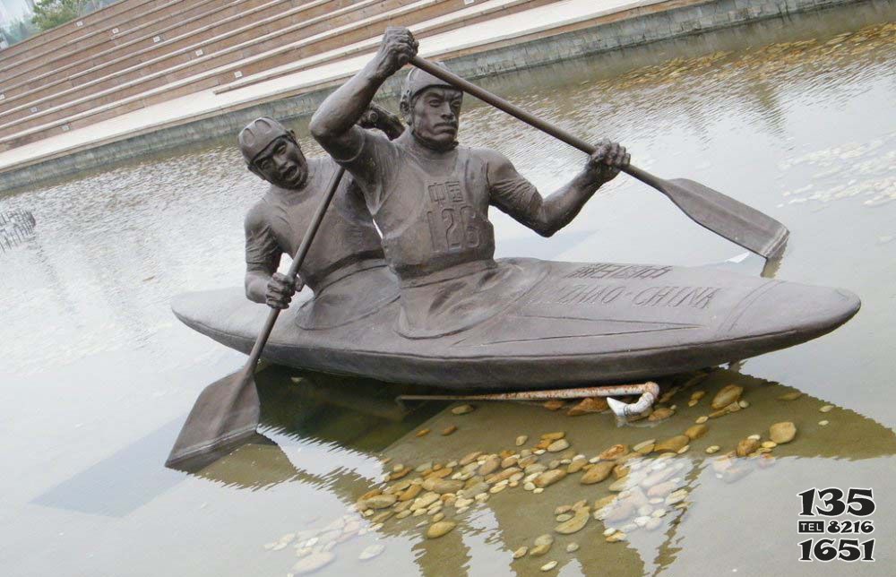 公園劃船比賽銅雕 圖片