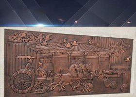 古代人物騎馬鍛銅浮雕 