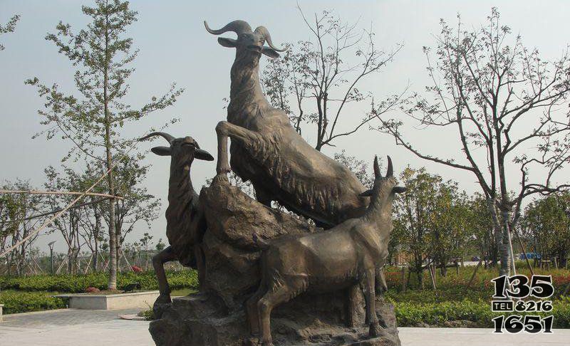 公園三羊開(kāi)泰景觀銅雕 三陽(yáng)開(kāi)泰雕塑擺件浮雕圖片