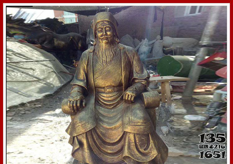 坐式成吉思汗銅雕 成吉思汗雕塑公園教程效果意義圖片