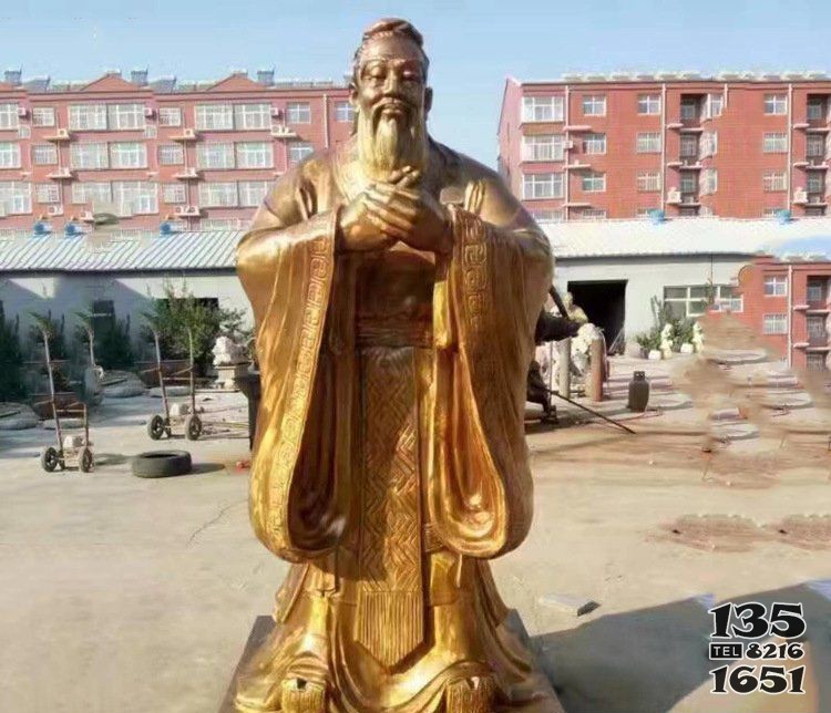 純銅校園古代孔子人物銅雕塑 孔子雕塑雕像教程七臺(tái)河孔廟圖片