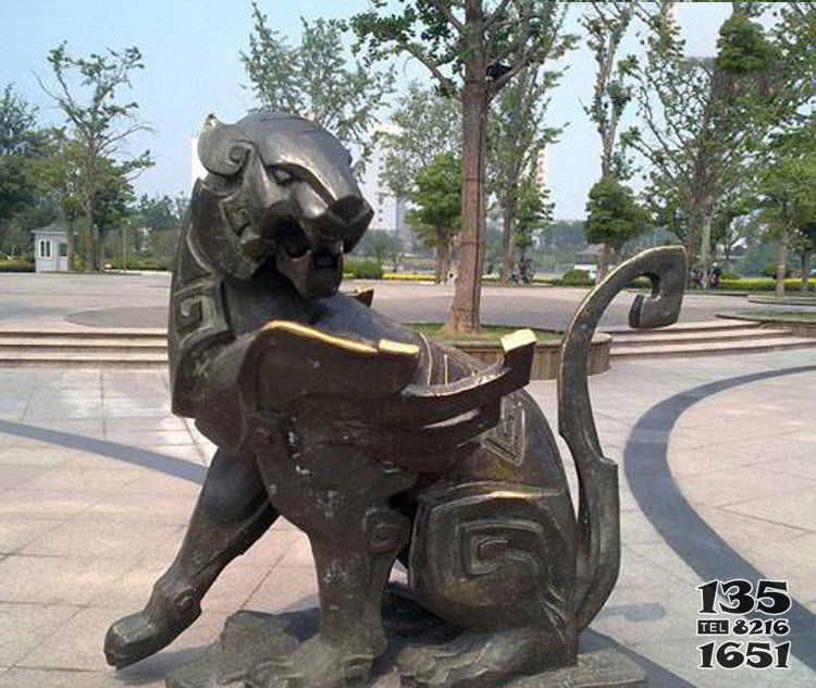 景區(qū)四大神獸白虎銅雕 白虎雕塑青龍壁畫鏤空左四爪圖片