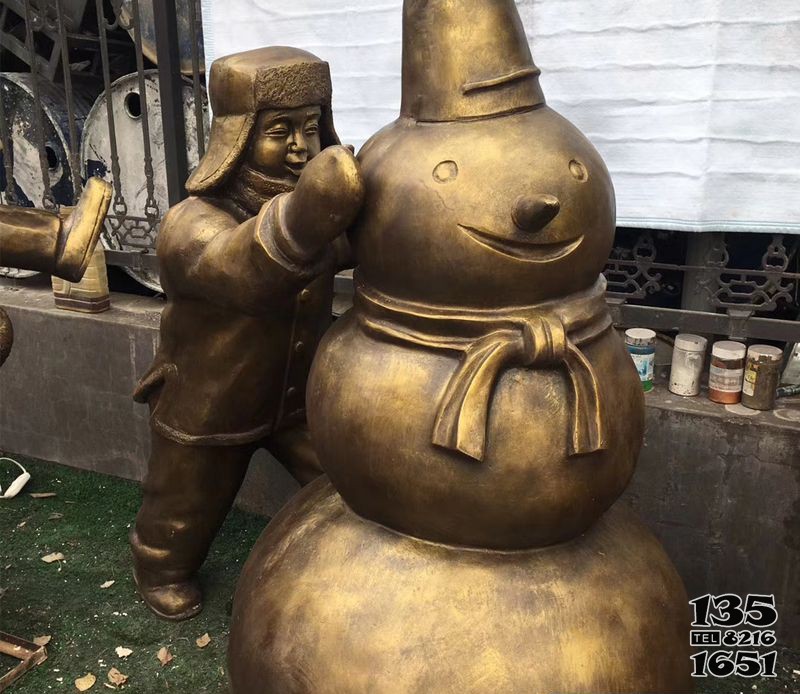 堆雪人的兒童公園人物銅雕 兒童雕塑作品標(biāo)準(zhǔn)白菜字體圖片