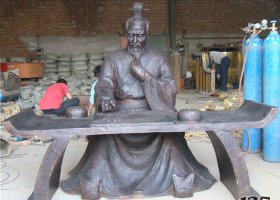 銅雕古代下棋人物雕塑 