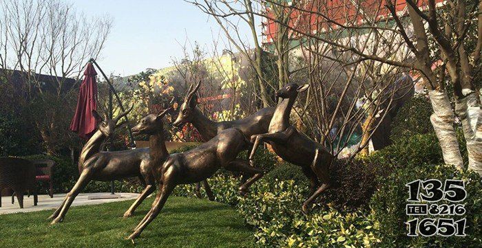 公園鑄銅小鹿動物銅雕 小鹿雕塑圖片雌雄工地之家圖片