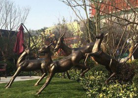 公園鑄銅小鹿動物銅雕 小鹿雕塑圖片雌雄工地之家