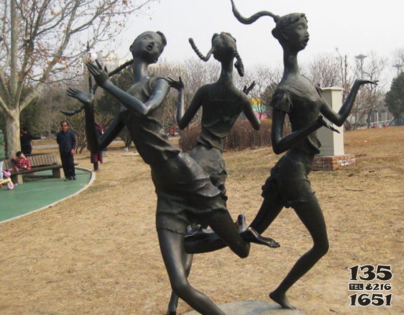 公園擺件編花籃人物銅雕 花籃雕塑景觀童子印章大院圖片