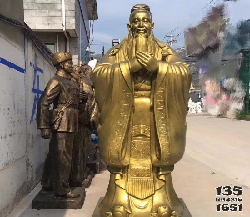 鑄銅校園孔子行教像 孔子雕塑價格標準像米高手勢圖片