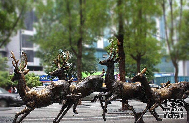 公園銅雕群鹿動(dòng)物雕塑 圖片