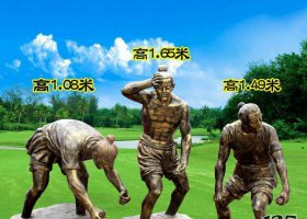 插秧農(nóng)耕人物銅雕 