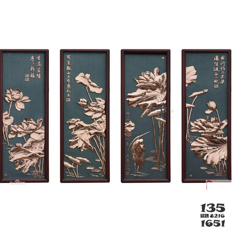 鍛銅荷花壁畫影壁墻雕塑擺件加工定制 荷花雕塑傳統(tǒng)肥料呂月松花種圖片
