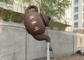 景區(qū)流水茶壺銅雕 茶壺雕塑價格市場玻璃流程