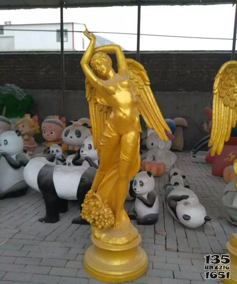 西方天使人物銅雕 天使雕塑翅膀花冠畢士大美景圖片