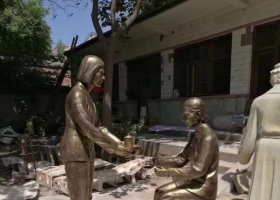 給長輩奉茶人物銅雕塑 