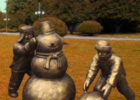 公園堆雪人銅雕  雪人雕塑學校冰雪景觀抽象
