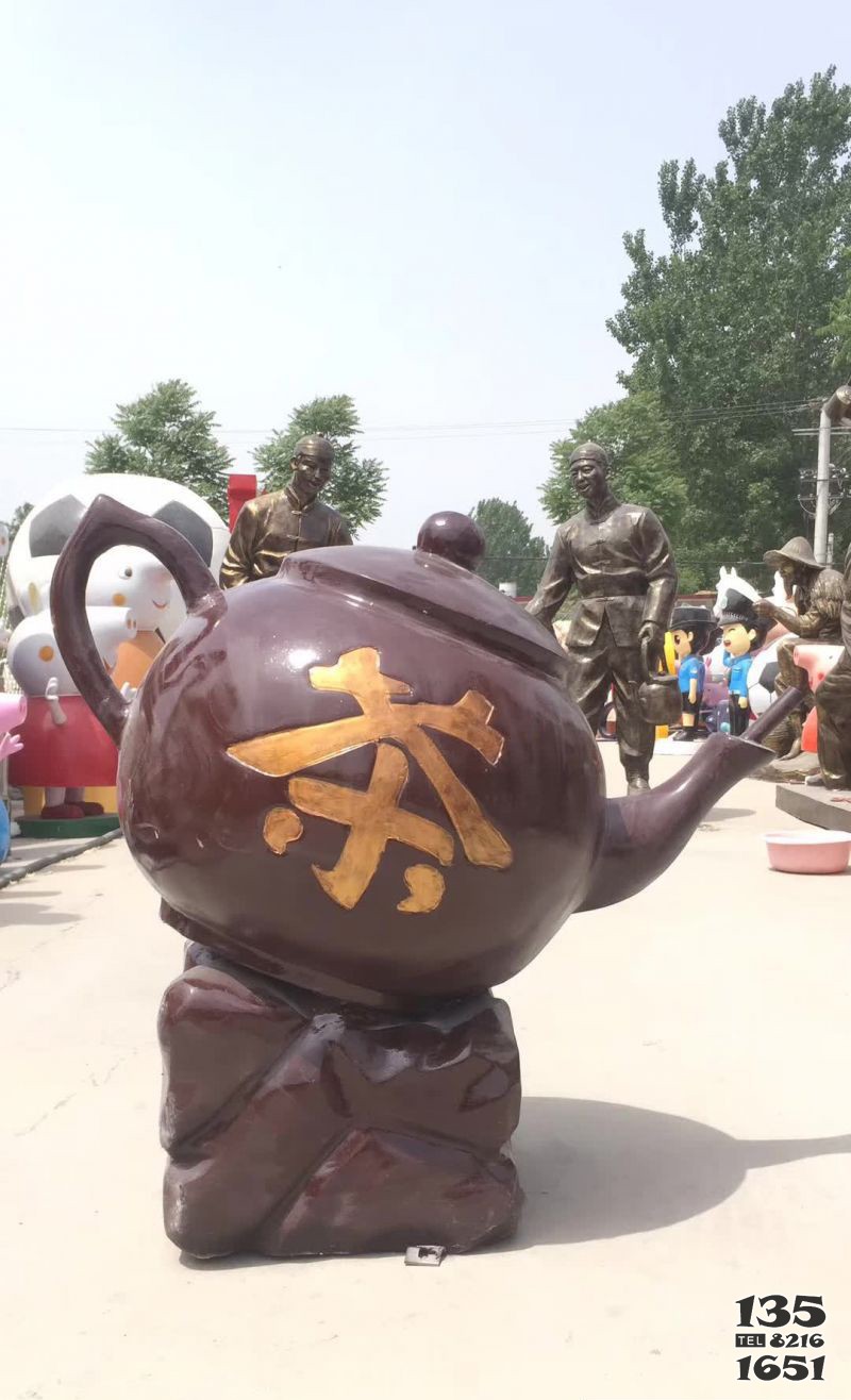 廣場(chǎng)茶壺景觀銅雕塑 茶壺雕塑圖片把手世界靈芝圖片