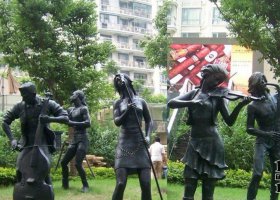 公園樂(lè)隊(duì)表演人物小品銅雕 