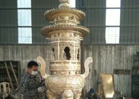 寺廟香爐銅雕 香爐雕塑廠家一家孔插四方形