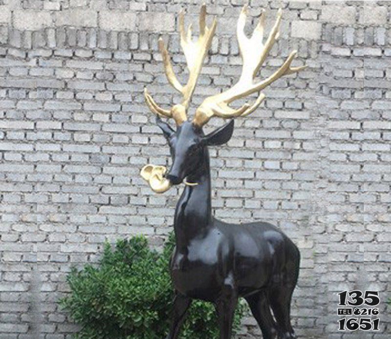 仿真梅花鹿園林銅雕動物擺件 圖片